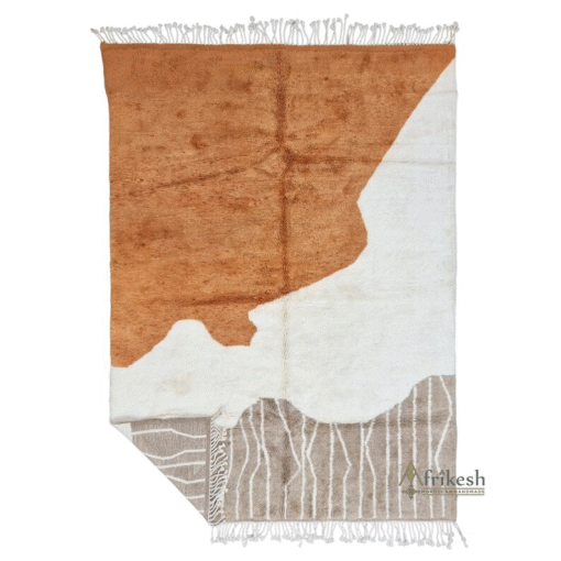 ARHAM – Brown And White Rug – Beni Mrirt Abstract Custom Rug Sizes