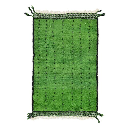 RAMEEN - Green Moroccan Rug-Wool Beni Ourain Dotted Custom Rugs