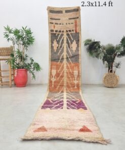 Alternative view of DAWA - Gray and Orange Rug - Berber Boujaad Abstract Rug 2x11