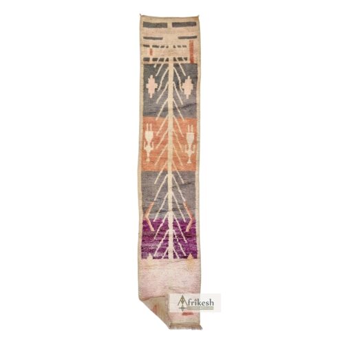 DAWA - Gray and Orange Rug - Berber Boujaad Abstract Rug 2x11