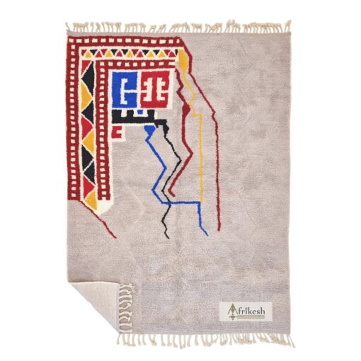 ANHAR – Gray Rug – Handmade Beni Ourain Abstract Carpet