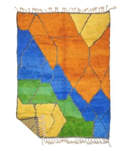 REIHA – Orange And Blue Carpet – Beni Ourain Rug 6x9