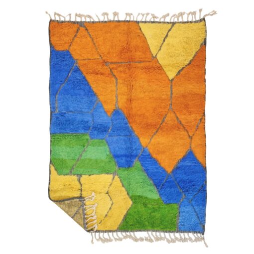 REIHA – Orange And Blue Carpet – Beni Ourain Rug 6x9