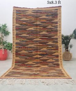 Alternative view of KOLAM - Kilim Taznakht Rug 5x8 - Brown Moroccan Flat-weave Rug