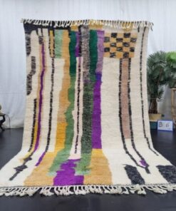 Alternative view of GRACE – Purple And Green Rug – Moroccan Shag Custom Beni Mrirt Striped Rug