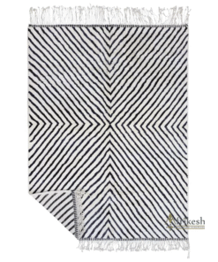 JAMILA – White And Black Moroccan Rug–Beni Mrirt Striped Custom Rugs