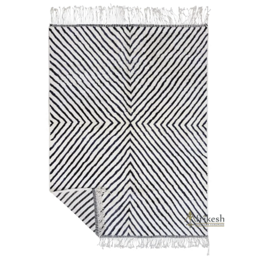 JAMILA – White And Black Moroccan Rug–Beni Mrirt Striped Custom Rugs