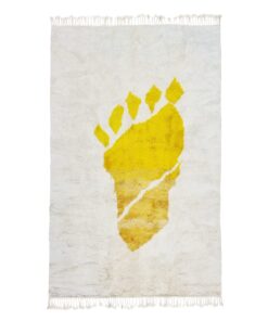 RAHA - White And Yellow Rug - Moroccan Beni Mrirt Abstract Rug 5x8