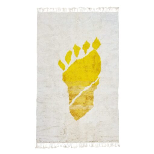 RAHA - White And Yellow Rug - Moroccan Beni Mrirt Abstract Rug 5x8