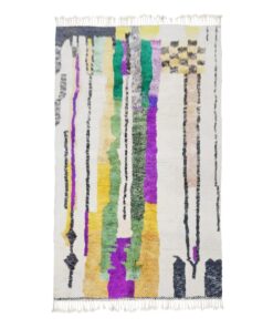 GRACE - Purple And Green Rug - Beni Mrirt Striped Carpet 5x8