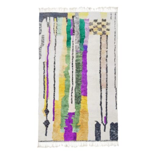 GRACE - Purple And Green Rug - Beni Mrirt Striped Carpet 5x8