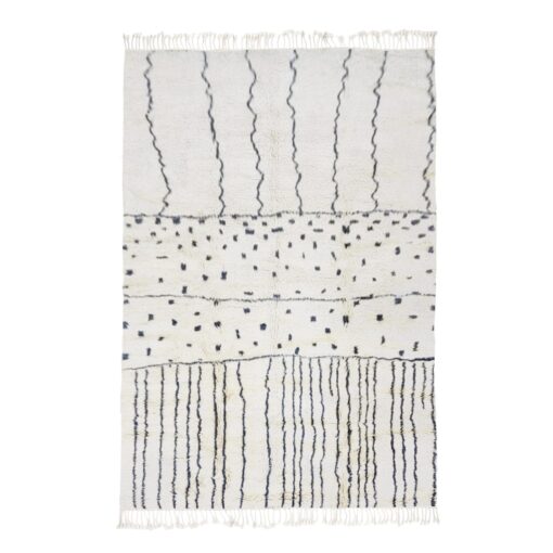HANA - Black And White Rug - Berber Beni Mrirt Dotted Rug 5x7