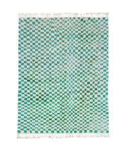 LARA - White and Green Rug - Berber Beni Mrirt Checkered Rug 6x7
