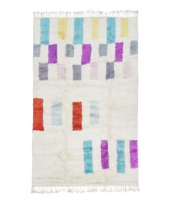SAKINA - White And Purple Rug – Handmade Beni Mrirt Geometric Rug 5x7