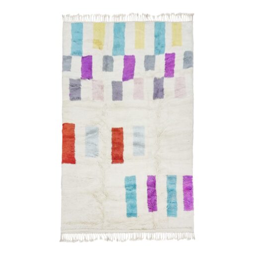 SAKINA - White And Purple Rug – Beni Mrirt Geometric Custom Rugs