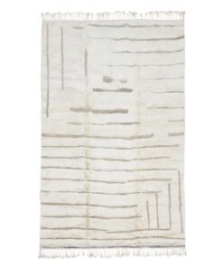 DANIA - White Rug – Wool Beni Mrirt Striped Rug 6x10