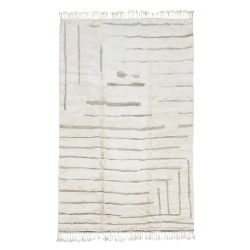DANIA-White Moroccan Shag Rug–Beni Mrirt Striped Custom Rug Sizes