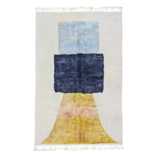 NADIN - Yellow And Blue Rug – Beni Mrirt Geometric Rug 6x9