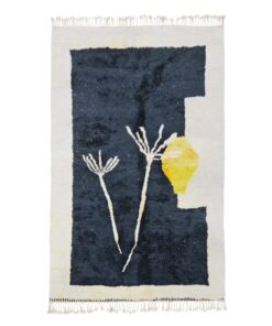 NOUSA - Black And Yellow Rug – Berber Beni Mrirt Abstract Rug 6x9