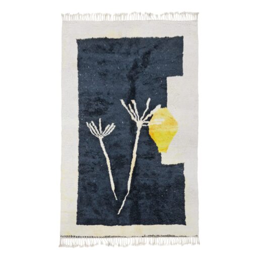 NOUSA - Black And Yellow Rug – Berber Beni Mrirt Abstract Rug 6x9