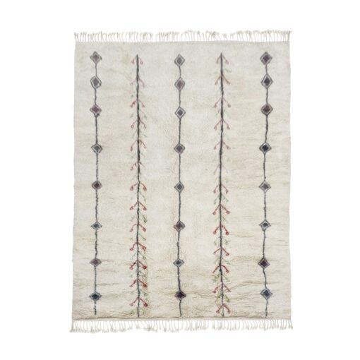 LARA – White Moroccan Shag Rug – Beni Mrirt Striped Custom Rug