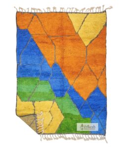 REIHA – Orange And Blue Rug - Custom Beni Ourain Tufted Rug