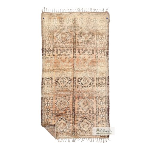 FAOUZIA - Cream And Brown Rug - Wool Vintage Geometric Carpet 6x12
