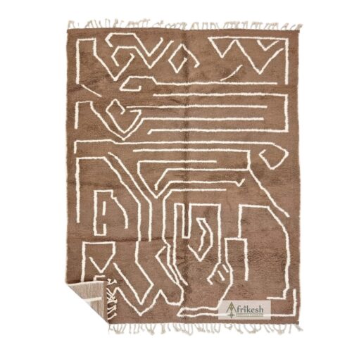 JAYLA – Brown Rug – Moroccan Beni Ourain Abstract Carpet 7x9