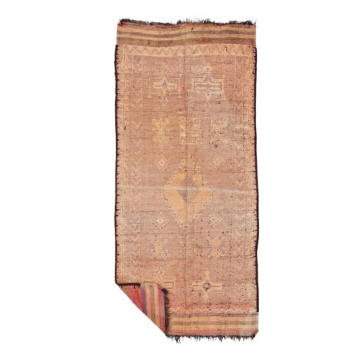 KAYAL - Faded Brown Rug - Wool Vintage Sbai Carpet 4x10