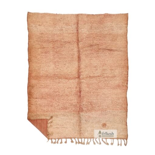 FINIQ - Faded Peach Wool Rug - Solid Vintage Carpet 6x8