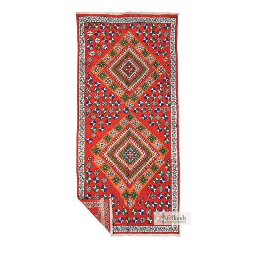 QOBROS - Red Vintage Rug - Berber Geometric Carpet 5x11