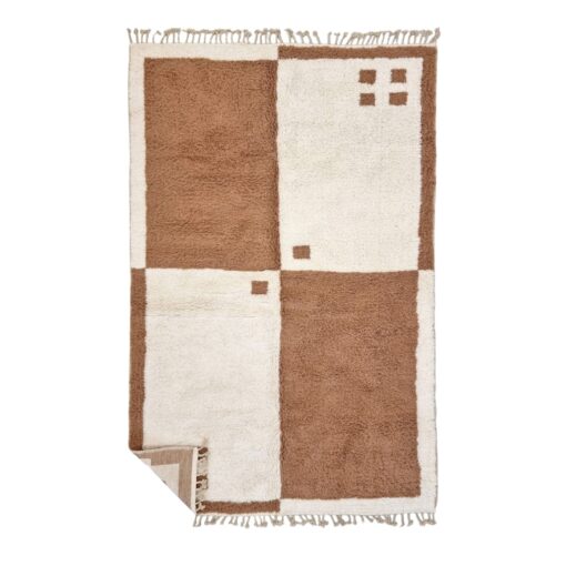JEMA – Beni Ourain Geometric Rug 6x9 - Moroccan Brown Wool Rug