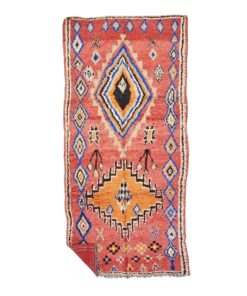 RAHIMA - Faded Red Rug - Wool Vintage Geometric Carpet 6x12