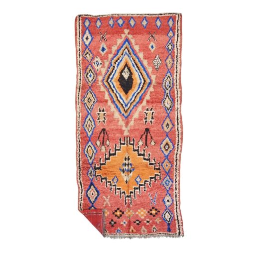 RAHIMA - Faded Red Rug - Wool Vintage Geometric Carpet 6x12