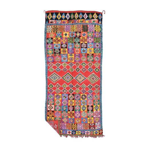 HIDAM - Red Rug - Berber Vintage Geometric Carpet 6x13