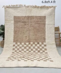 Alternative view of TULIN - Pale Taupe and White Rug - Beni Ourain Checkered Custom Rug