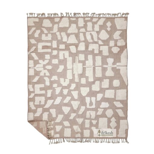 INES – White And Pale Silver Wool Carpet – Beni Ourain Tufted Rug 8x9