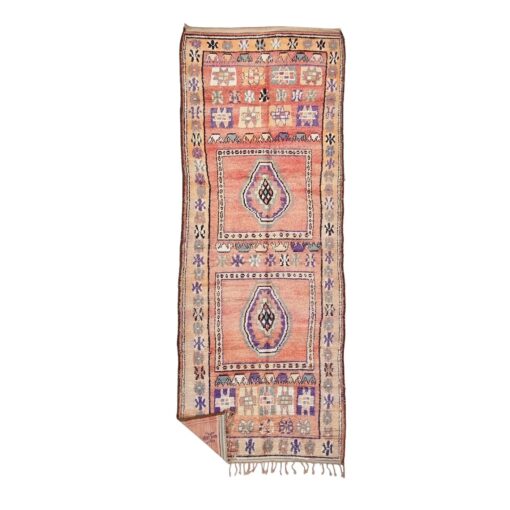 JINANE - Faded Red Rug - Moroccan Vintage Geometric Carpet 5x13