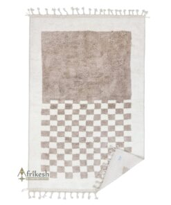 TULIN - Handmade Pale Taupe and White Rug - Beni Ourain Carpet 6x9