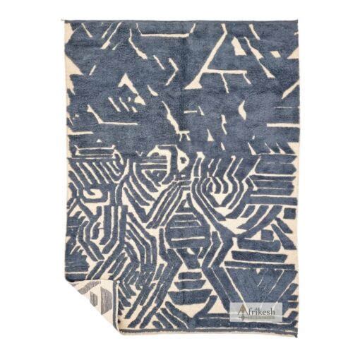 Custom Beni Ourain Artistic Unique Tufted Rug – Moroccan Blue Gray Rug