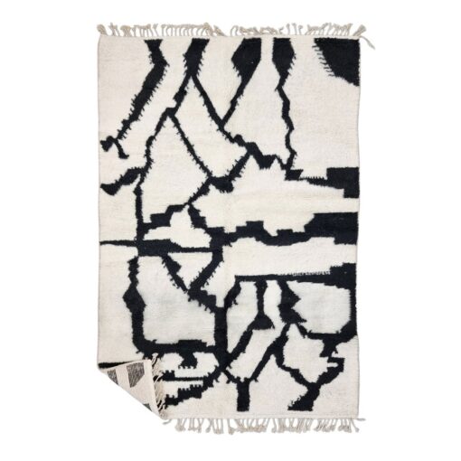 SOUHA – Black And White Abstract Rug – Beni Ourain Berber Carpet 6x9