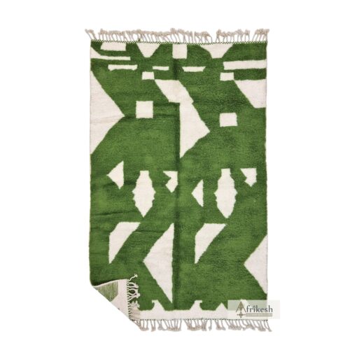 KIRAN – Green Moroccan Rug – Beni Ourain Abstract Carpet 6x9