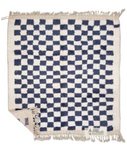 DIYAA - Beni Ourain Rug 7x7 - Blue Checkered Moroccan Rug