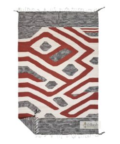 DOULA - Black and White Wool Rug - Kilim Abstract Rug 6x9
