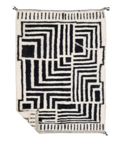 IMAN – Black And White Moroccan Rug – Beni Ourain Abstract Carpet 6x8