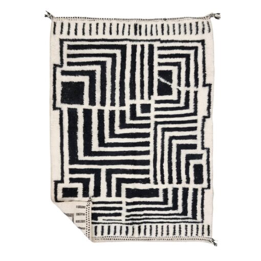 IMAN – Black And White Moroccan Rug – Beni Ourain Abstract Carpet 6x8