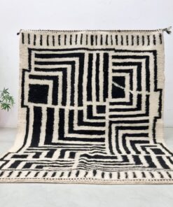 Alternative view of IMAN – Black And White Moroccan Rug – Beni Ourain Abstract Carpet 6x8