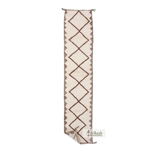 NAYAR - Brown And White Rug - Moroccan Beni Ourain Carpet 2x12