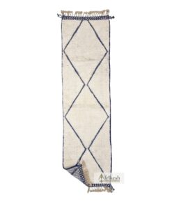 JAYZA - Blue And White Rug - Handmade Beni Ourain Carpet 2x10