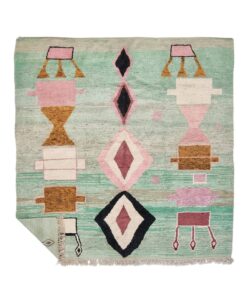 TASSILI - Faded Green Geometric Rug - Boujaad Handmade Carpet 9x9